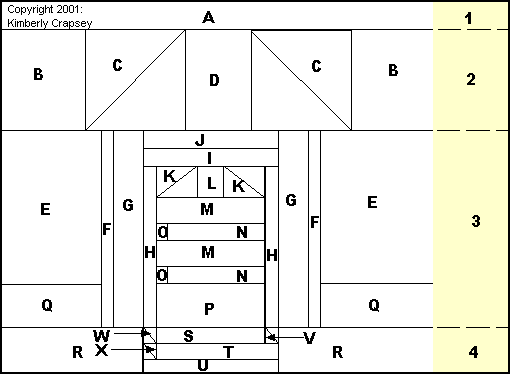 Outhouse Quilt Block Assembly Diagram